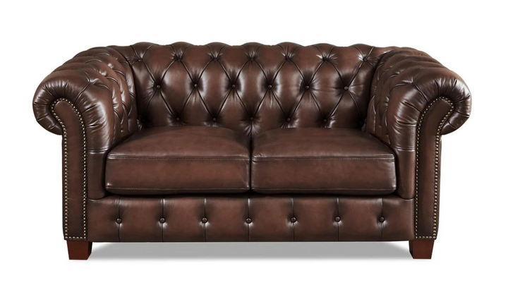 Versailles 2-Seater Leather Loveseat With Rolled Arms-Jennifer Furniture 