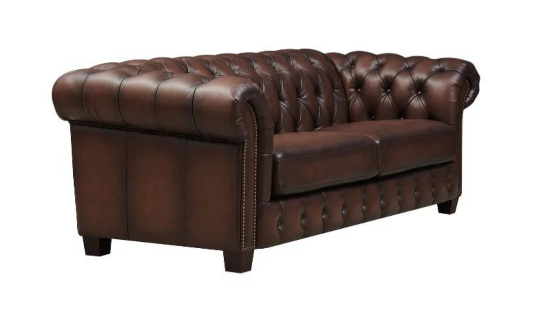 Versailles 2-Seater Leather Sofa With Rolled Arms-Jennifer Furniture