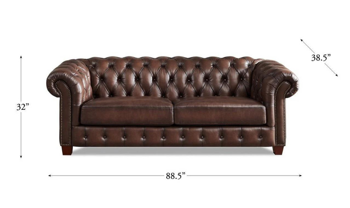 Versailles 2-Seater Leather Sofa With Rolled Arms-Jennifer Furniture