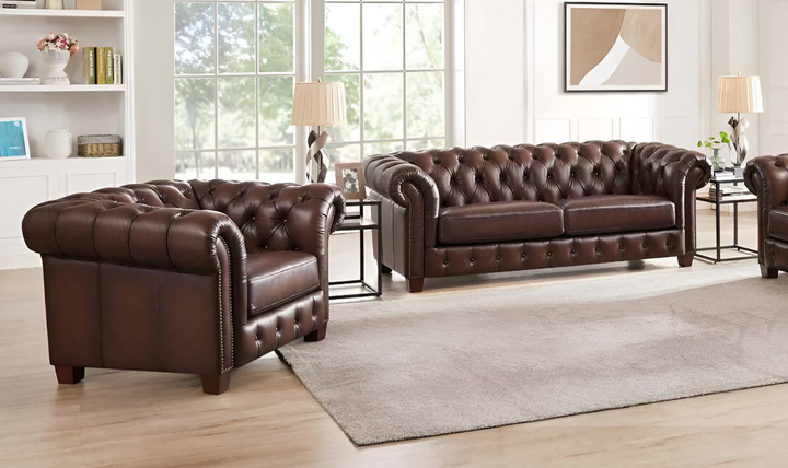 Versailles Leather Chair With Rolled Arms-Jennifer Furniture