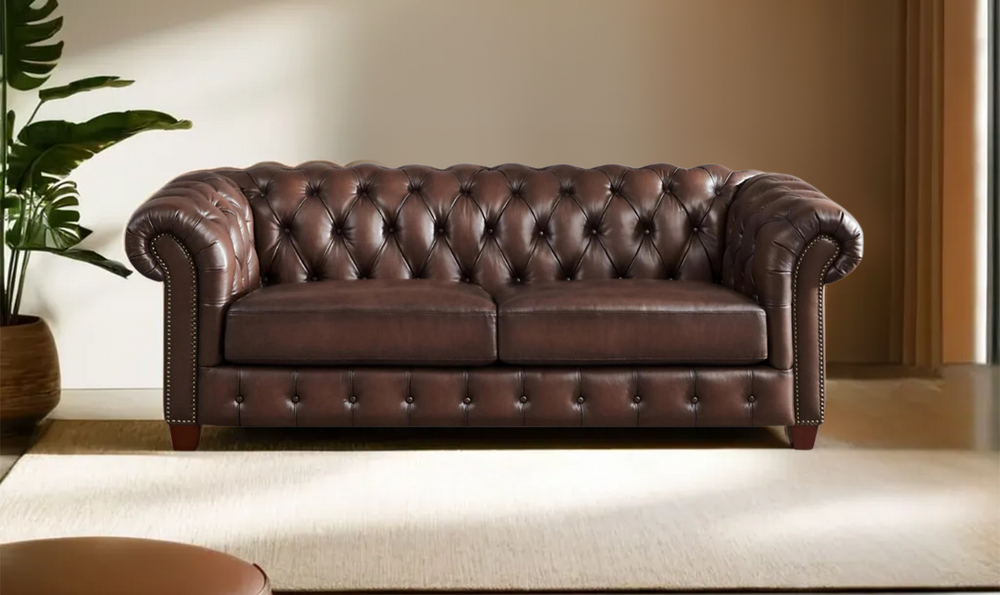 Versailles 2-Seater Leather Sofa With Rolled Arms-Jennifer Furniture