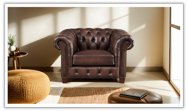 Versailles Leather Chair With Rolled Arms-Jennifer Furniture