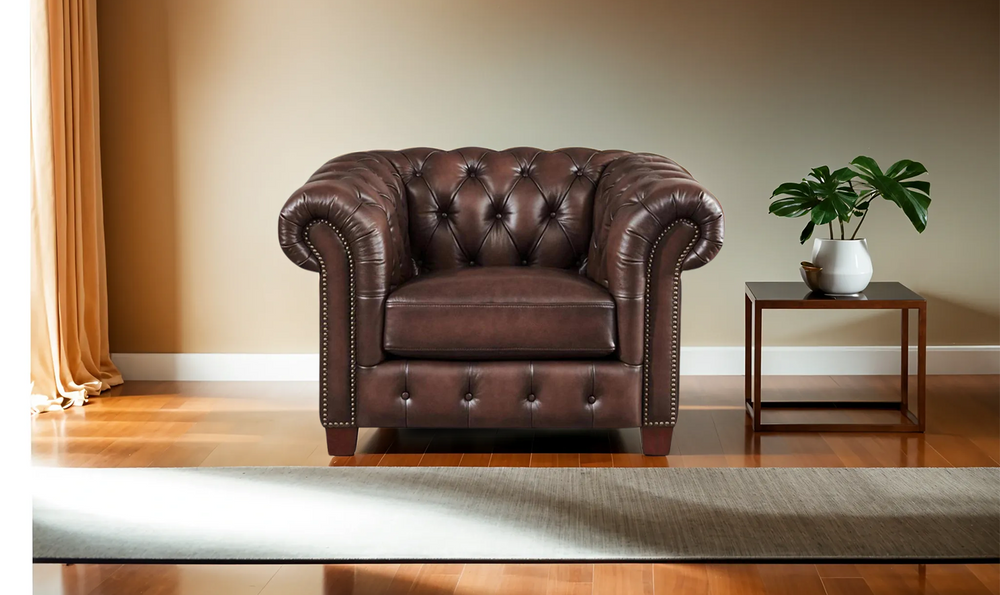 Versailles Leather Chair With Rolled Arms-Jennifer Furniture