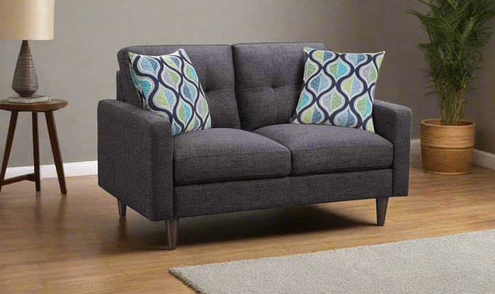 Coaster Furniture Watsonville Gray Fabric Loveseat with Tufted Back Cushions- Jennifer Furniture