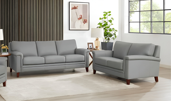 Westcott Leather 2-Seater Loveseat With Wooden Legs-Jennifer Furniture