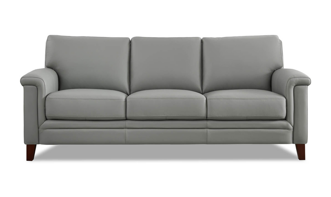 Westcott Leather 3-Seater Sofa With Wooden Legs