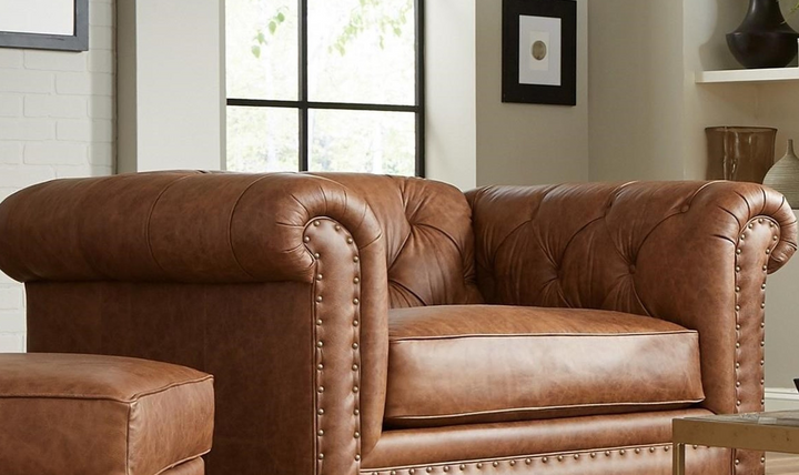 Craftmaster Winslow Leather Chair and Half in Brown