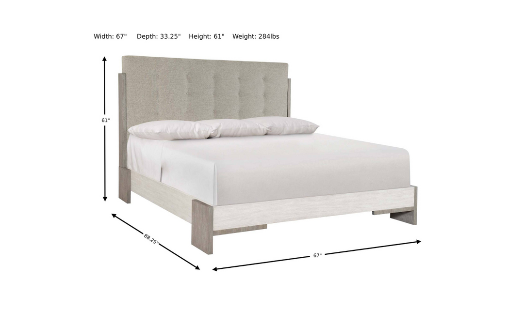 Bernhardt Foundations Taupe Fabric Upholstered Wooden Bed