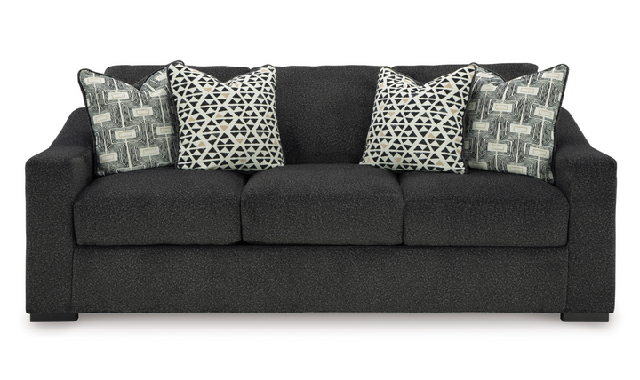 Wryenlynn 3 Seater Onyx Fabric Sofa With Accent pillows