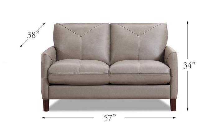 Yorkdale Leather 2-Seater Loveseat In Track Arms-Jennifer Furniture 