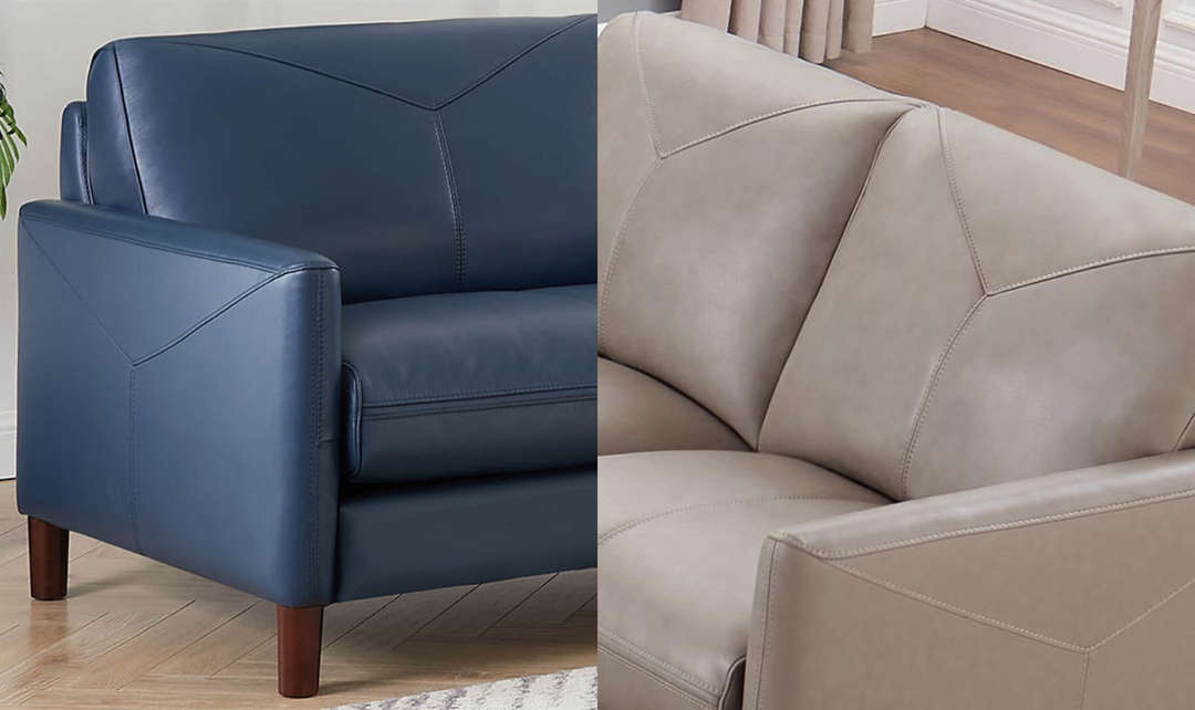 Yorkdale Leather 2-Seater Loveseat In Track Arms-Jennifer Furniture 