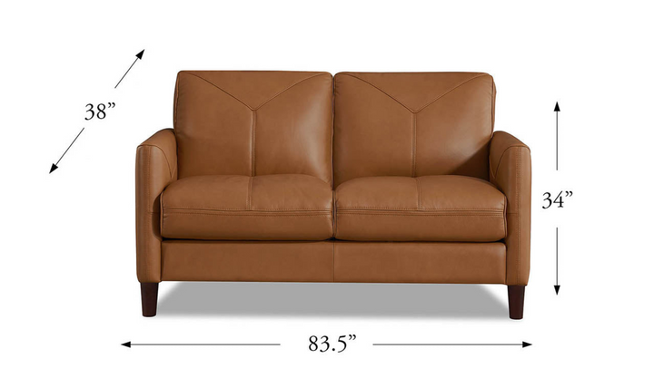 Yorkdale Leather 2-Seater Loveseat In Track Arms-Jennifer Furniture 