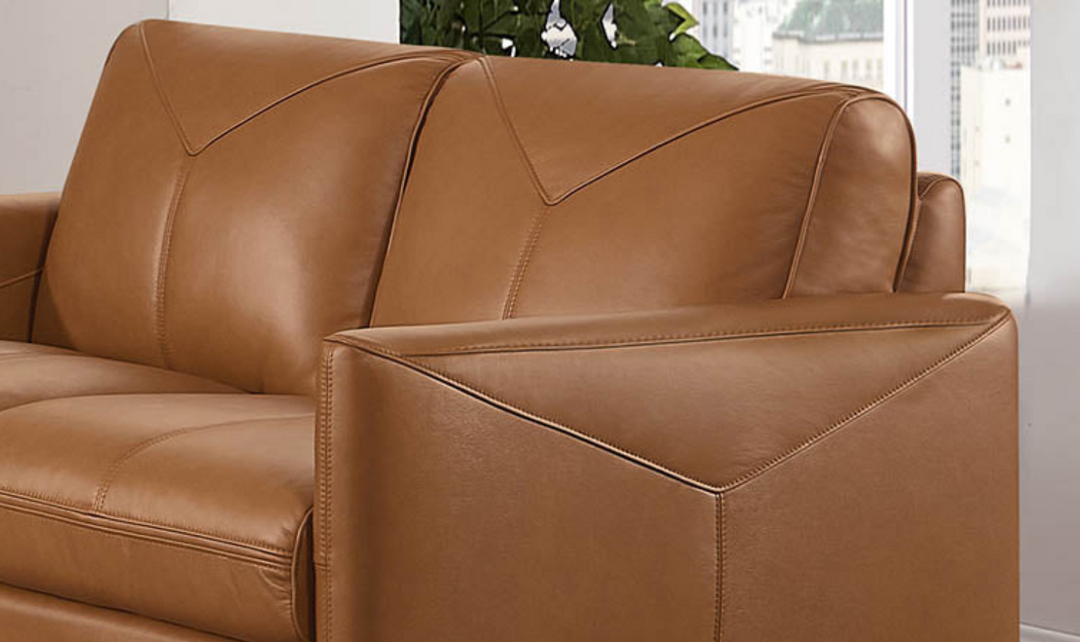 Yorkdale Leather 2-Seater Loveseat In Track Arms-Jennifer Furniture 