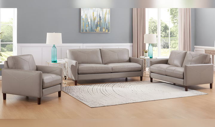 Yorkdale Leather 2-Seater Loveseat In Track Arms-Jennifer Furniture 