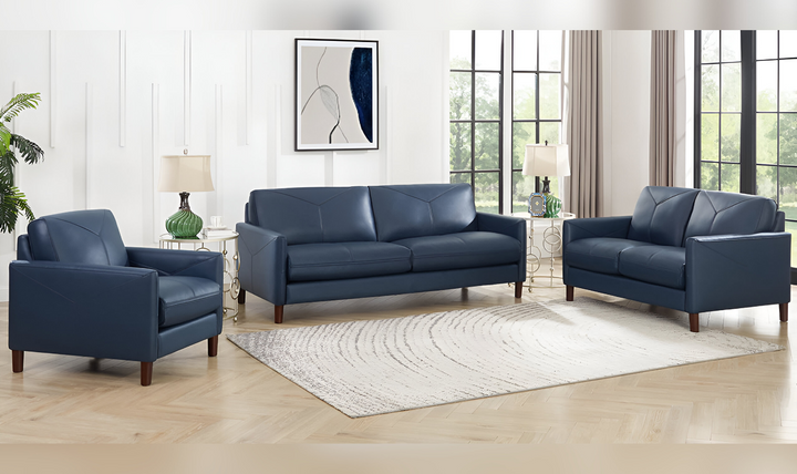 Yorkdale Leather 2-Seater Loveseat In Track Arms-Jennifer Furniture 