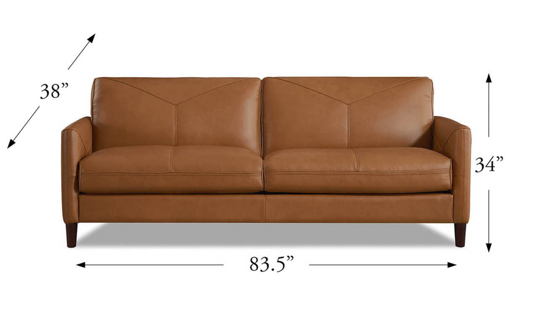 Yorkdale Leather 2-Seater Sofa With Track Arms-Jennifer Furniture