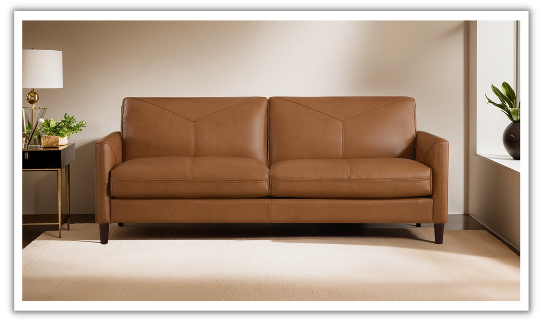 Yorkdale Leather 2-Seater Sofa With Track Arms-Jennifer Furniture