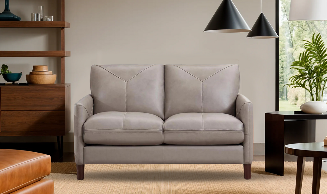 Yorkdale Leather 2-Seater Loveseat In Track Arms-Jennifer Furniture 