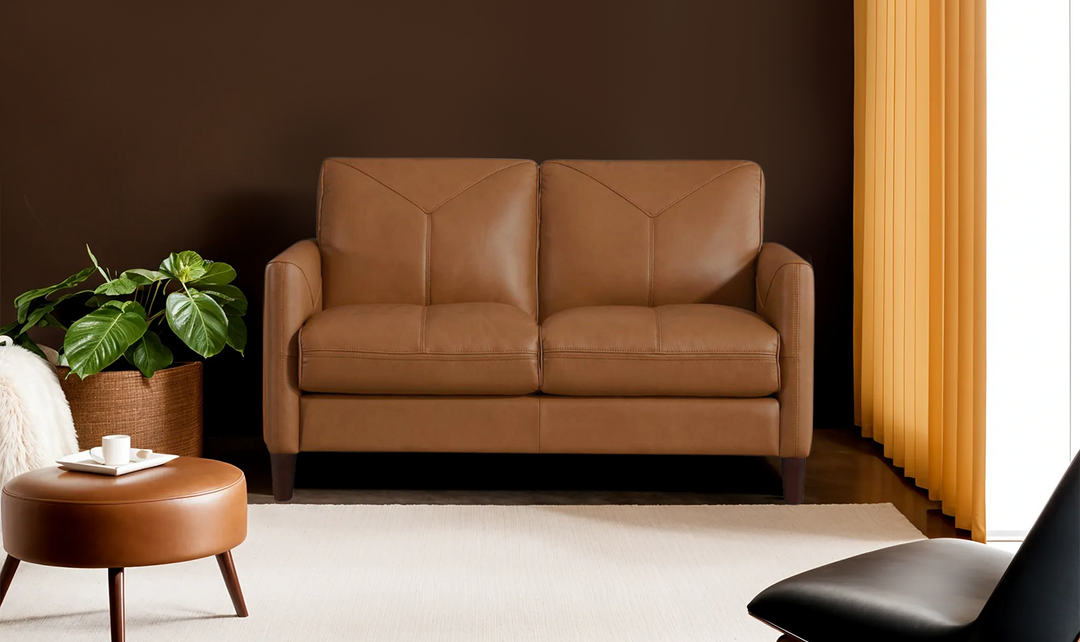 Yorkdale Leather 2-Seater Loveseat In Track Arms-Jennifer Furniture 