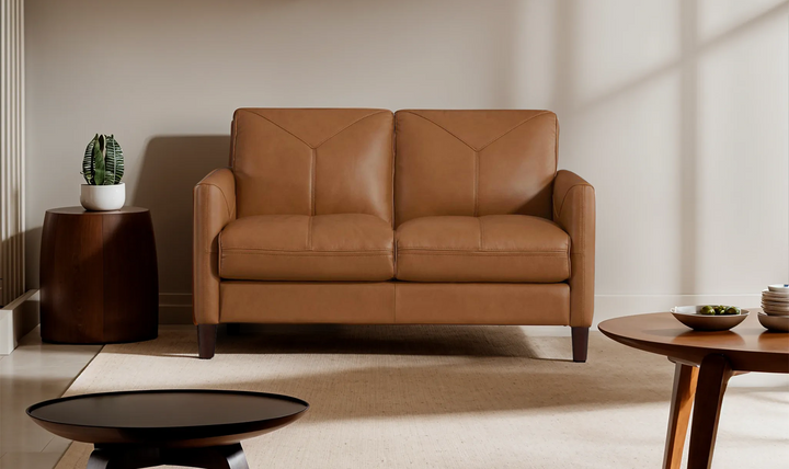 Yorkdale Leather 2-Seater Loveseat In Track Arms-Jennifer Furniture 