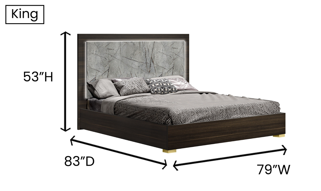 Jennifer Italia Travertine Premium Bed With LED Headboard (Queen / King)