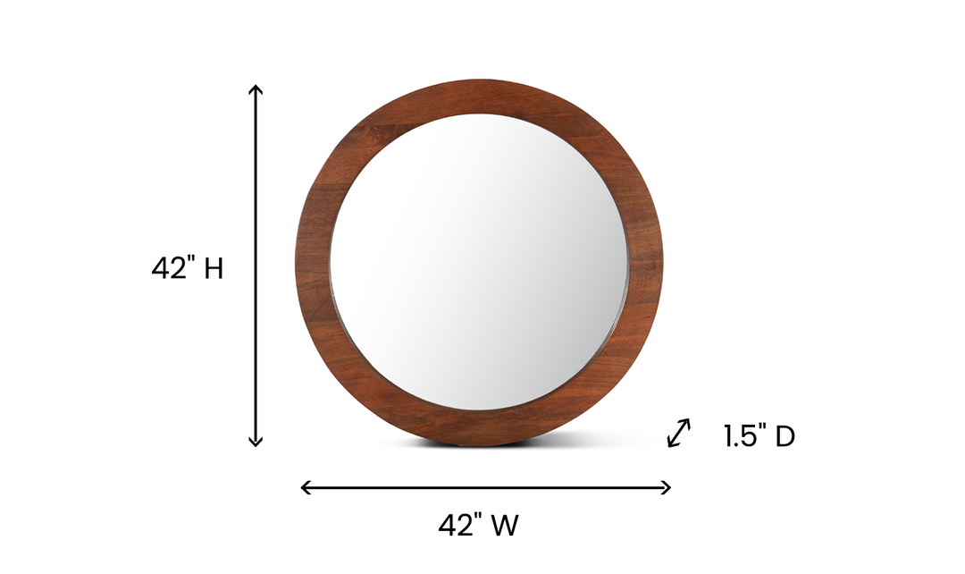 HTD Cosmopolitan Brown Round Mirror in Honey Brown Finish