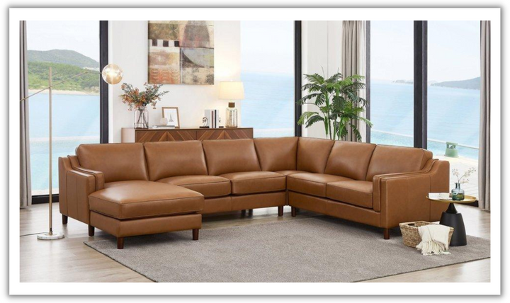 Bella U-Shape Leather Sectional Sofa with Chaise-Jennifer Furniture