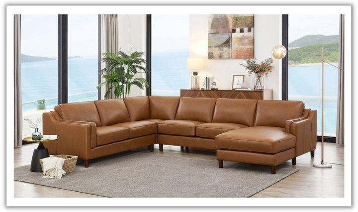 Bella U-Shape Leather Sectional Sofa with Chaise-Jennifer Furniture