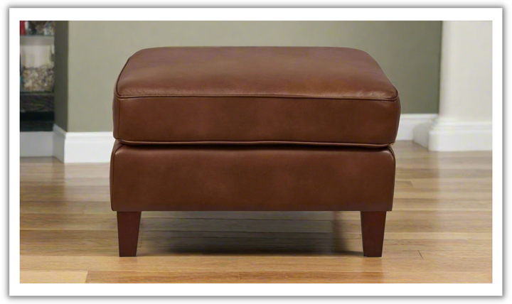 Ashby Leather Ottoman In Pecan Brown-Jennifer Furniture