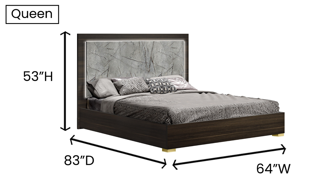 Jennifer Italia Travertine Premium Bed With LED Headboard (Queen / King)