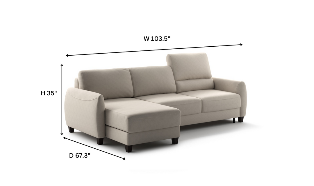 Luonto Delta L-shaped Fabric Sectional Sleeper with storage