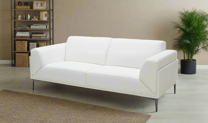 Jennifer Italia Groove 2-Seater Stationary Leather Sofa in White-jennifer furniture