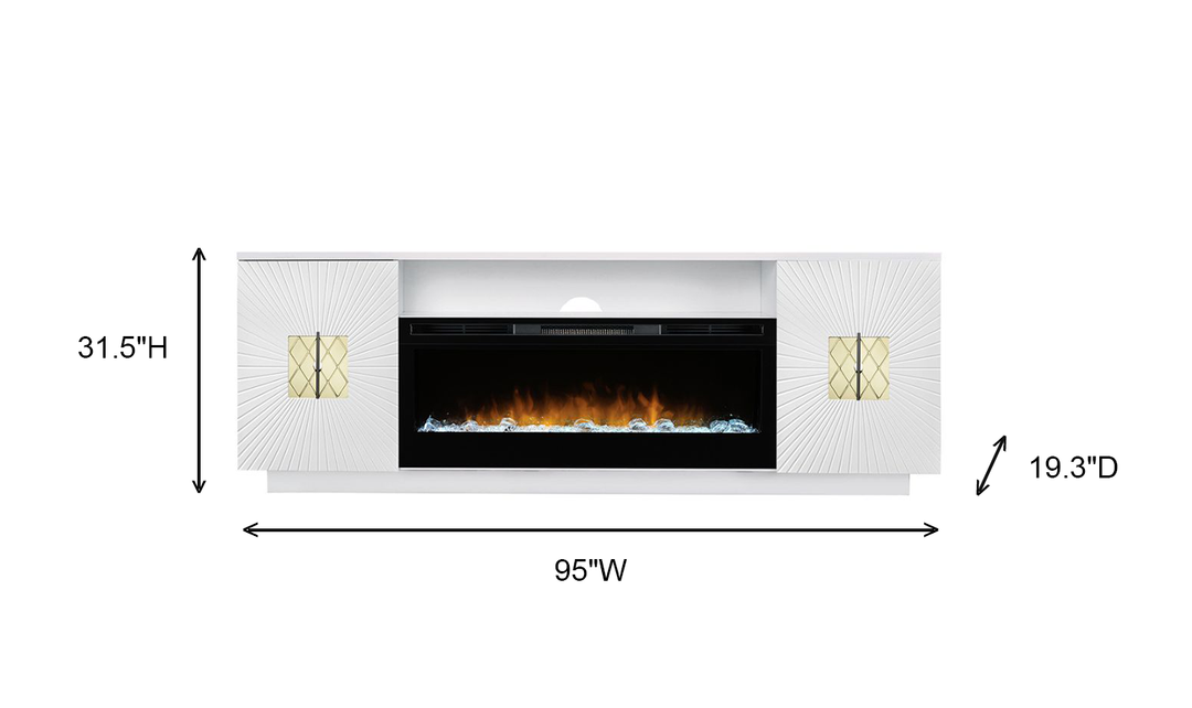 Smart Furniture Starburst TV Console with Electric Fireplace