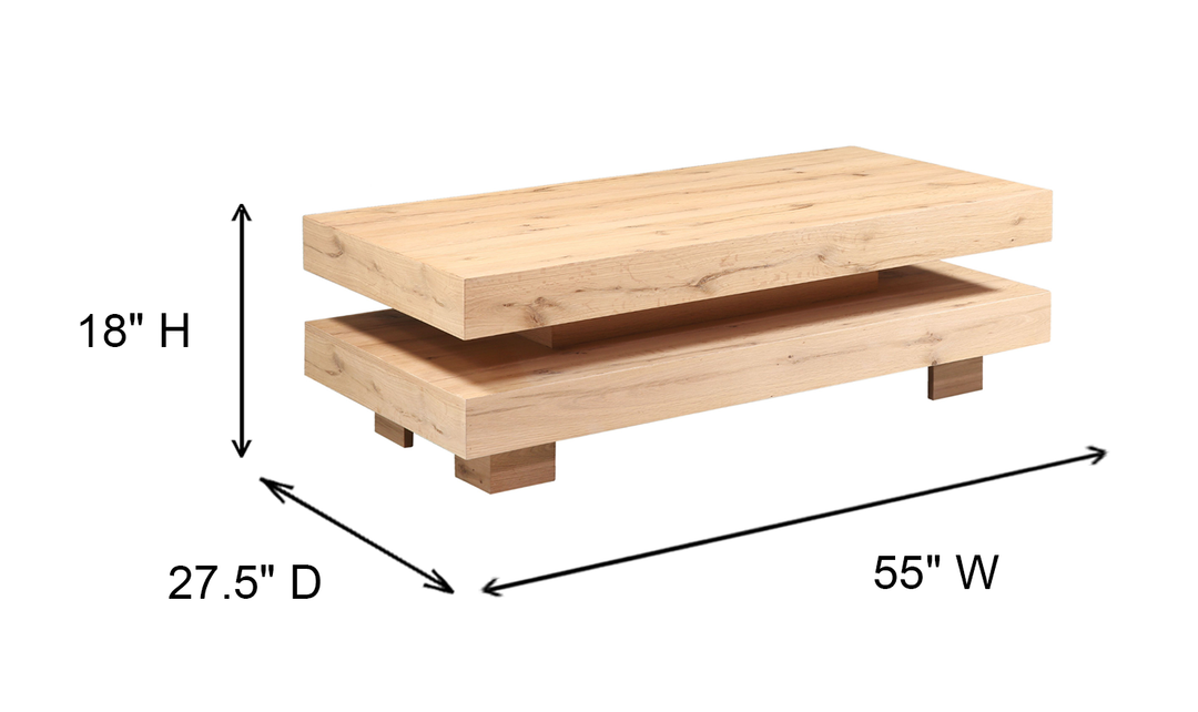 HTD Flagstaff Wooden Coffee Table With	Distressed Oak Finish