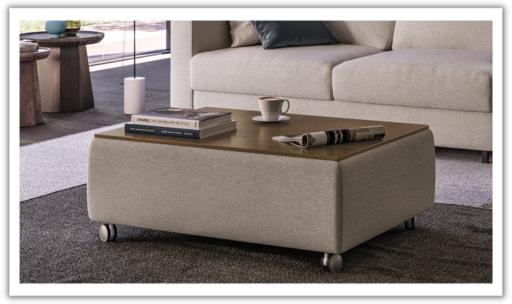 Luonto Functional Coffee Table w/ Wood Top & Storage-Jennifer Furniture