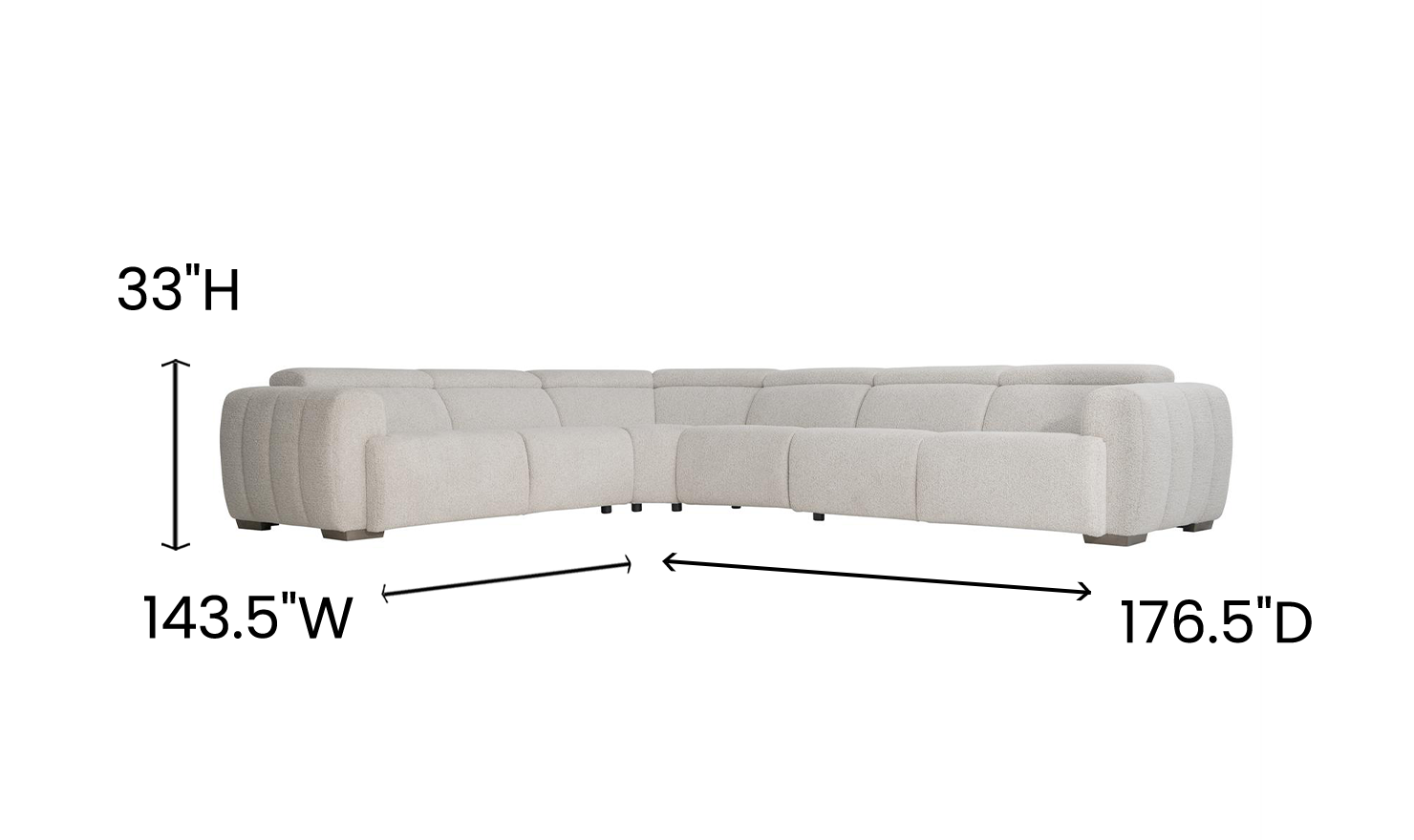 Bernhardt Aldo 4-Piece Power Motion Sectional in Light Gray