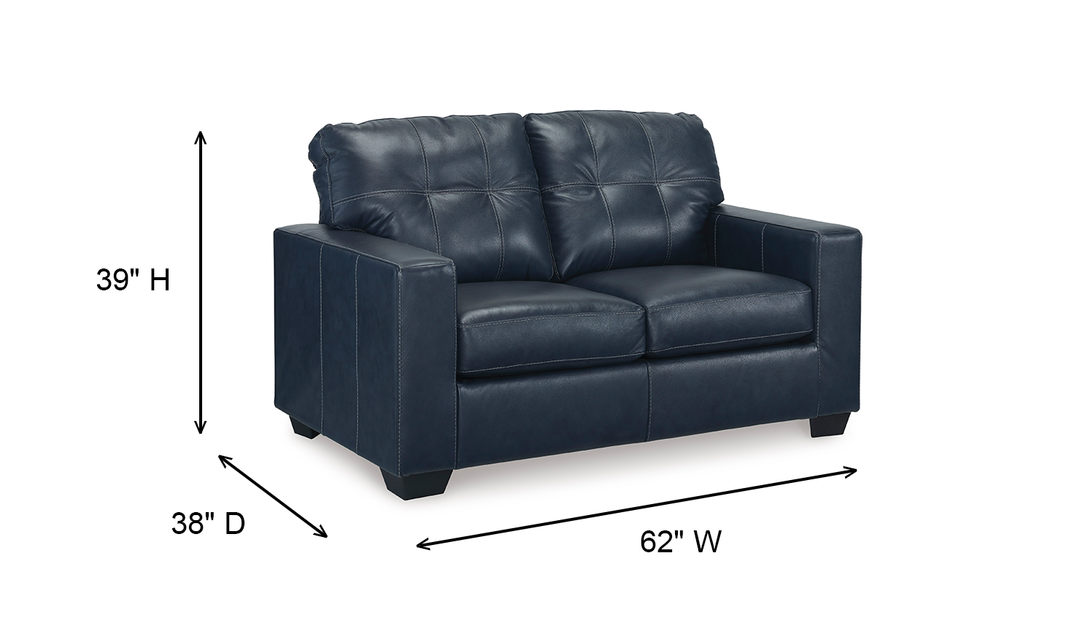 Modern Heritage Santorine Leather Loveseat with Track Arms