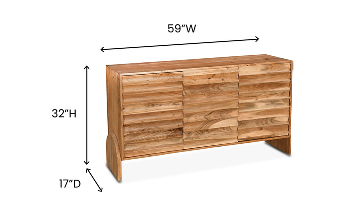 HTD Catania 3 Doors Natural Acacia Wood Sideboard in Light Brown