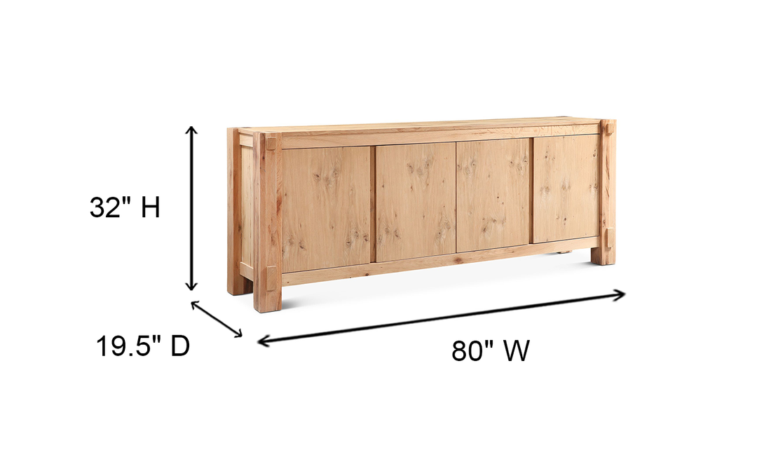 HTD Flagstaff 4 Door Buffet in Natural Distressed Oak