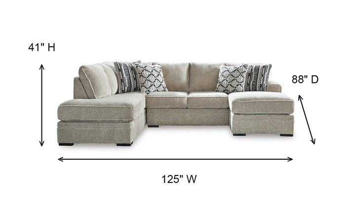 Calnita 2-Piece U-Shape Sectional with Chaise in Sisal