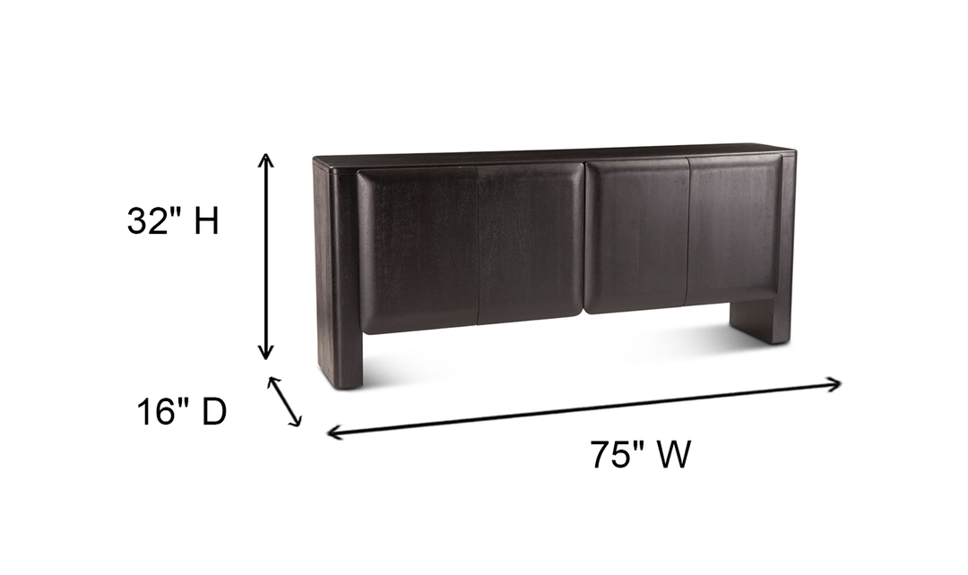 HTD Helsinki 4 Doors Wooden Sideboard in Black Mango Wood