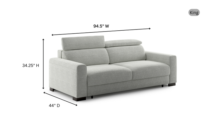 Luonto Elliot Gray Fabric Sleeper Sofa With Hybrid Deluxe Function (King/Queen Size)