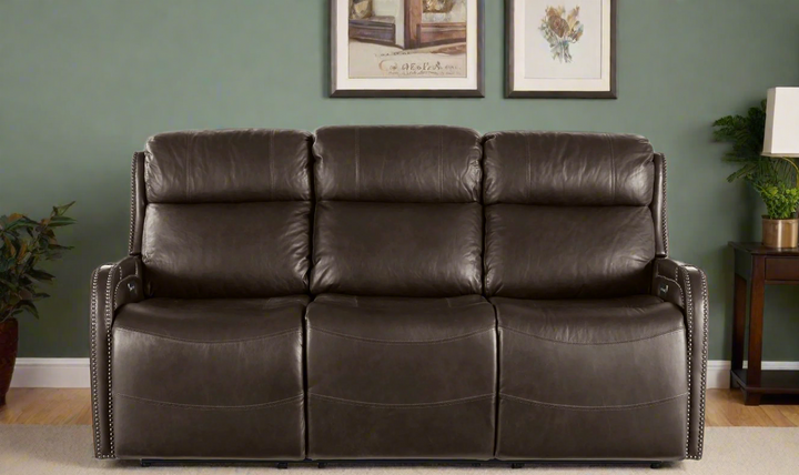 Universal Furniture Mayfield 3-Seater Leather Power-Reclining Sofa in Brown-jenniferfurniture