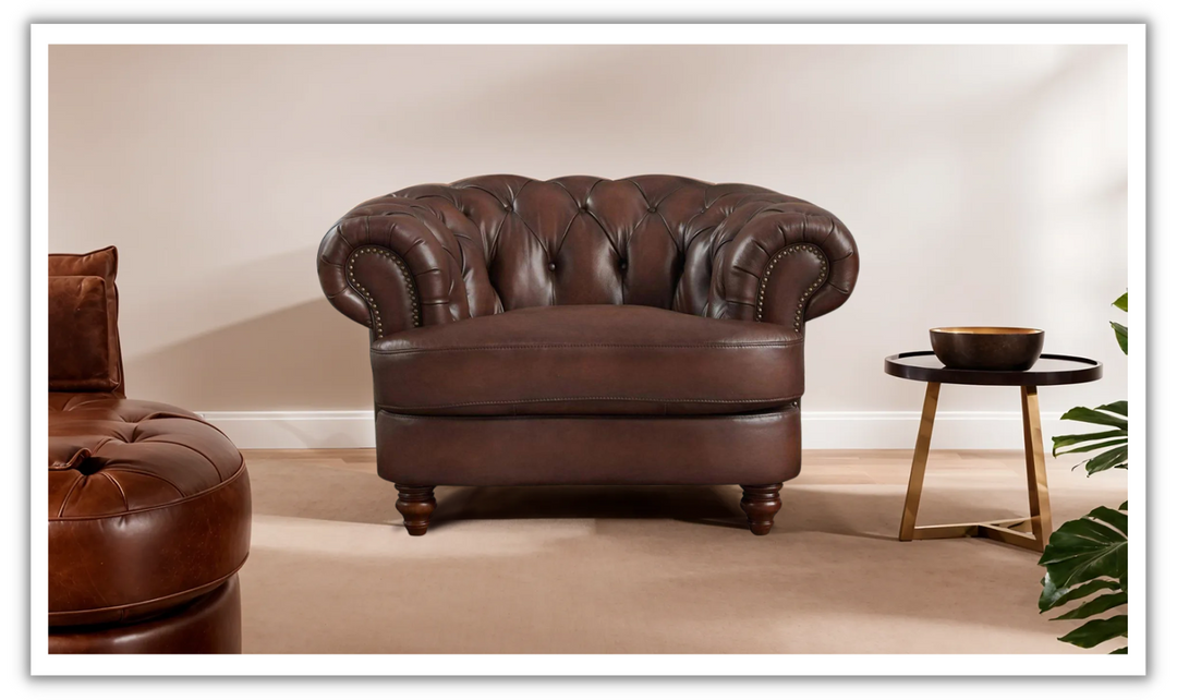 Newport Leather Chair With Wooden Legs-Jennifer Furniture