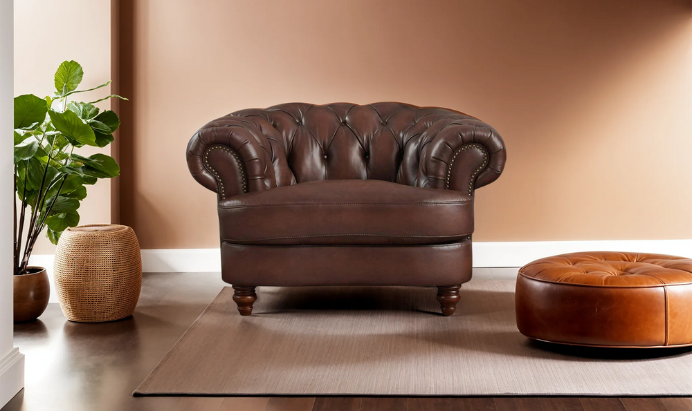 Newport Leather Chair With Wooden Legs-Jennifer Furniture