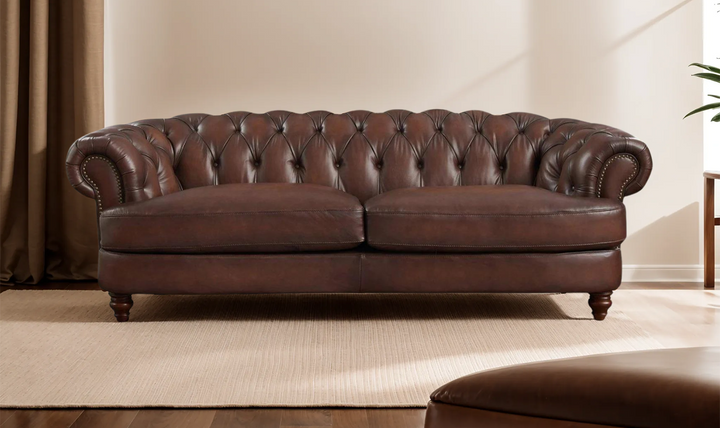 Newport Leather 2-Seater Sofa With Wooden Legs-Jennifer Furniture