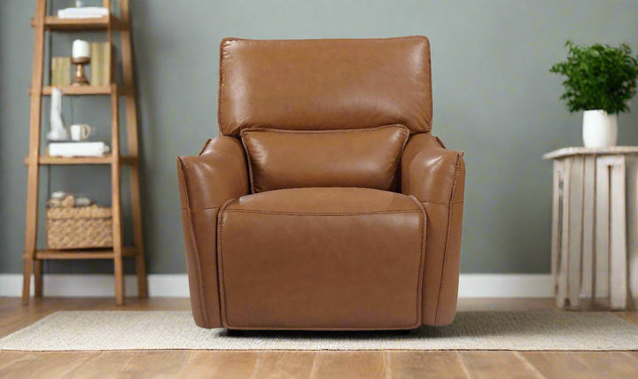 Portland Brown Leather Power Reclining Chair with USB Pot-jennifer furniture