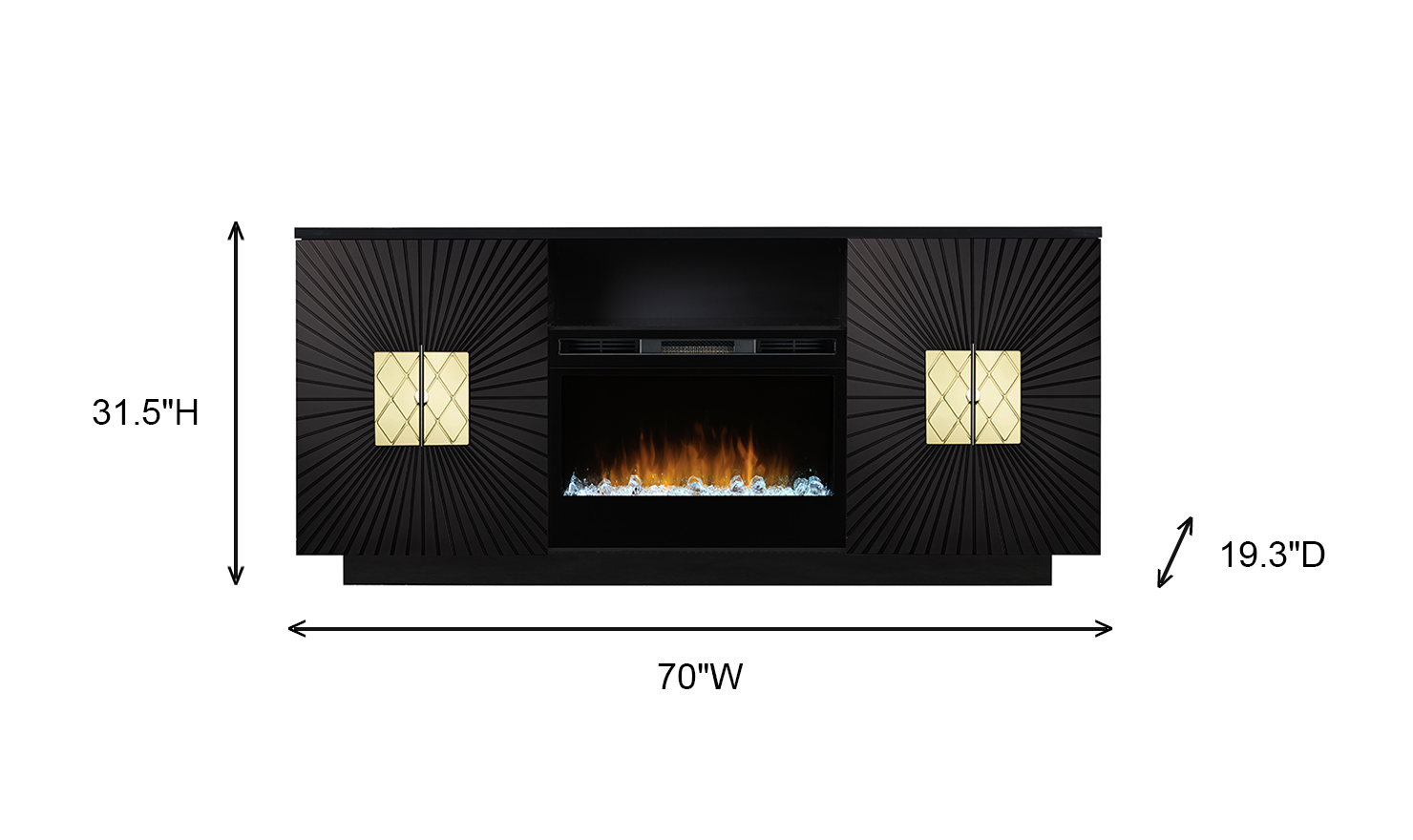 Smart Furniture Starburst TV Console with Electric Fireplace