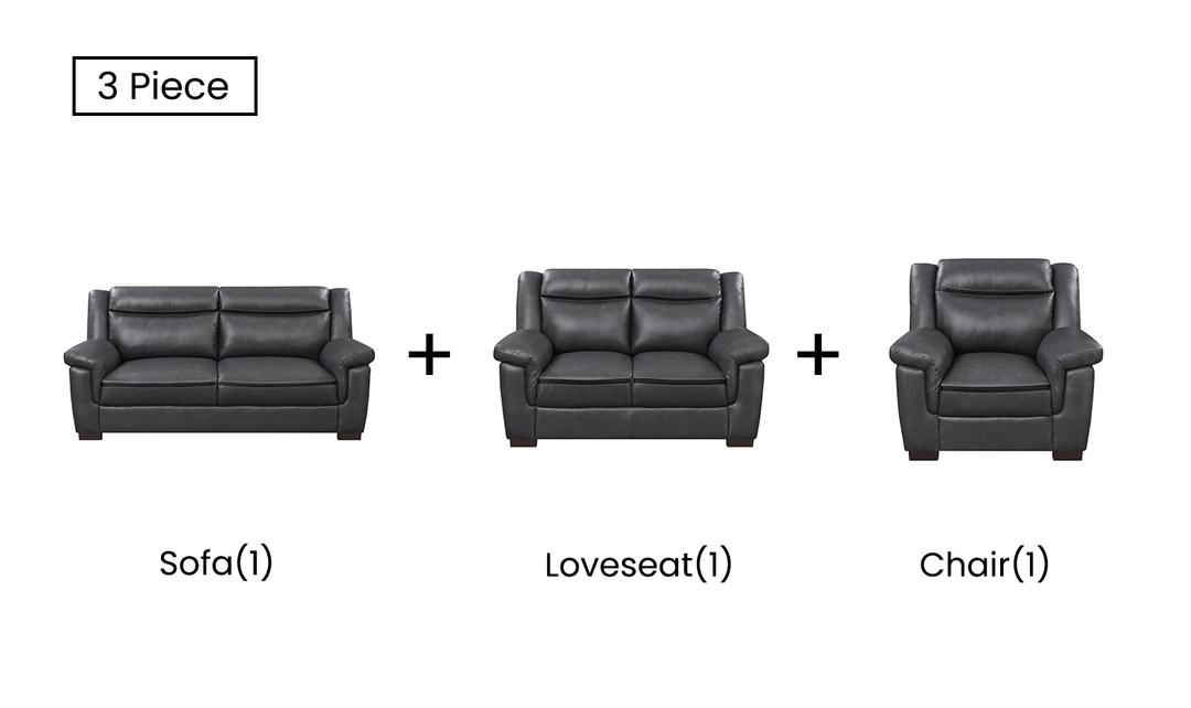 Coaster Arabella Faux Leather Upholstered Living Room Set in Black