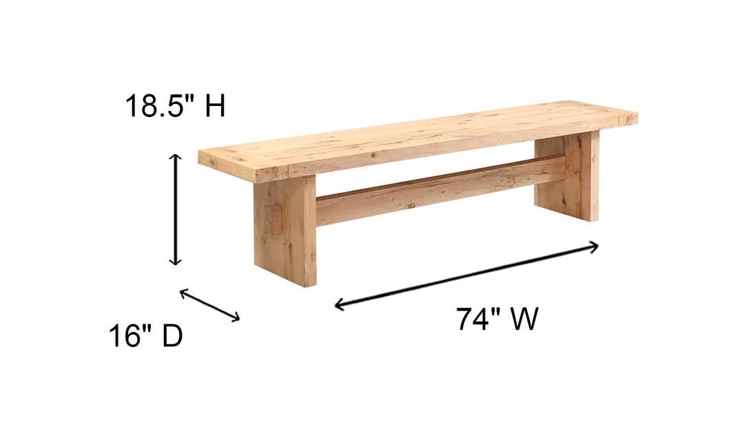 HTD Flagstaff Rectangular Bench in Natural Distressed Oak